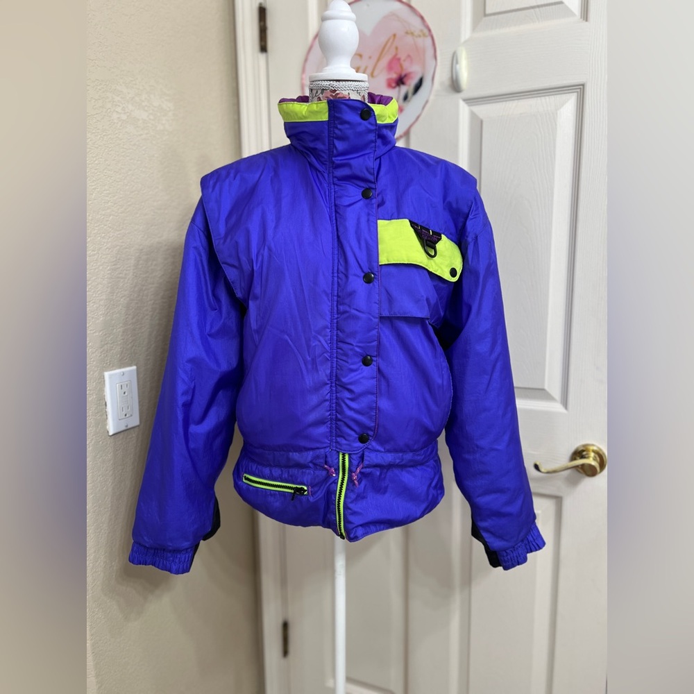 Women's Blue and Yellow Ski Jacket